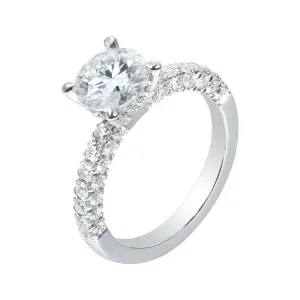 14k White Gold 1.5ct 7.5mm Diamond Side Stone Engagement Ring