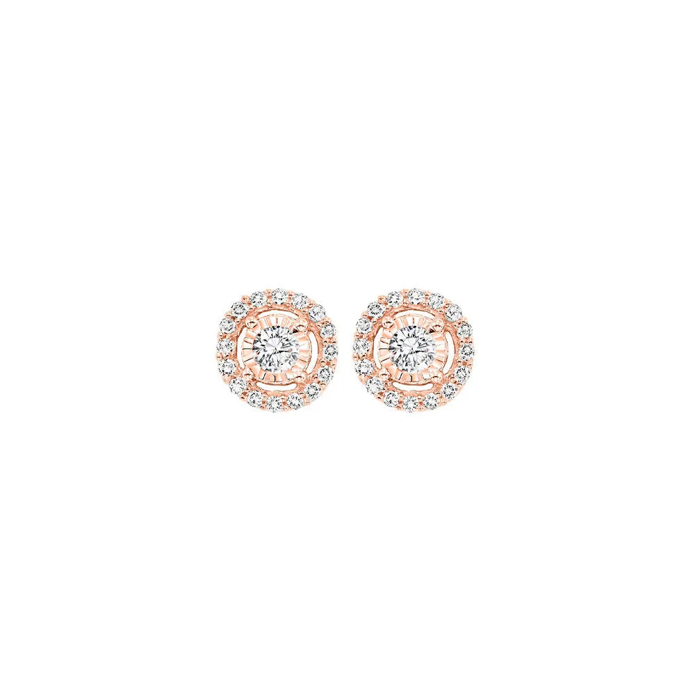 14KT Pink Gold & Diamond Tru Reflection Fashion Earrings  - 1/2 ctw