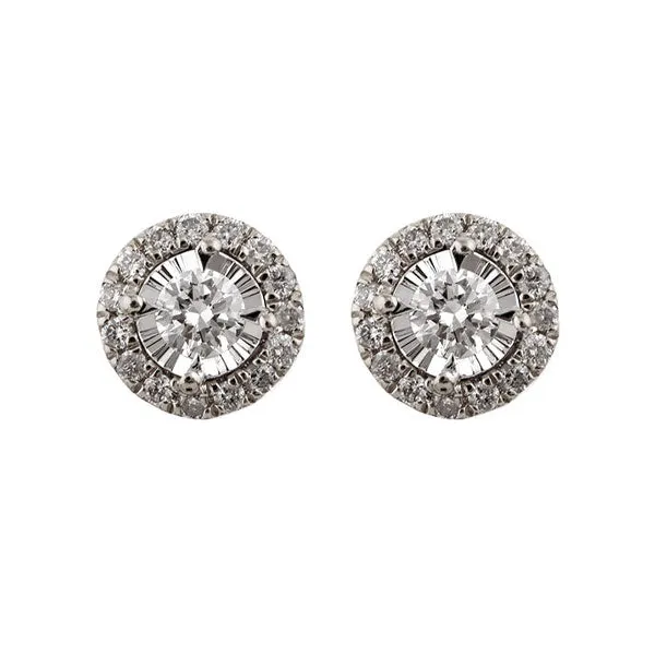 14KT White Gold & Diamond Classic Book Fashion Earrings  - 1/4 ctw