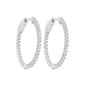 14KT White Gold & Diamond Classic Book Hoop Fashion Earrings  - 1 ctw