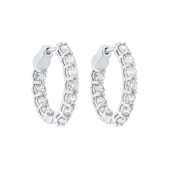 14KT White Gold & Diamond Classic Book Hoop Fashion Earrings   - 4 ctw