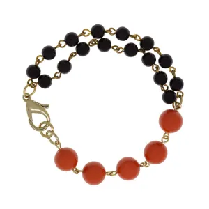 1928 Jewelry Double Black Single Orange Beaded Bracelet