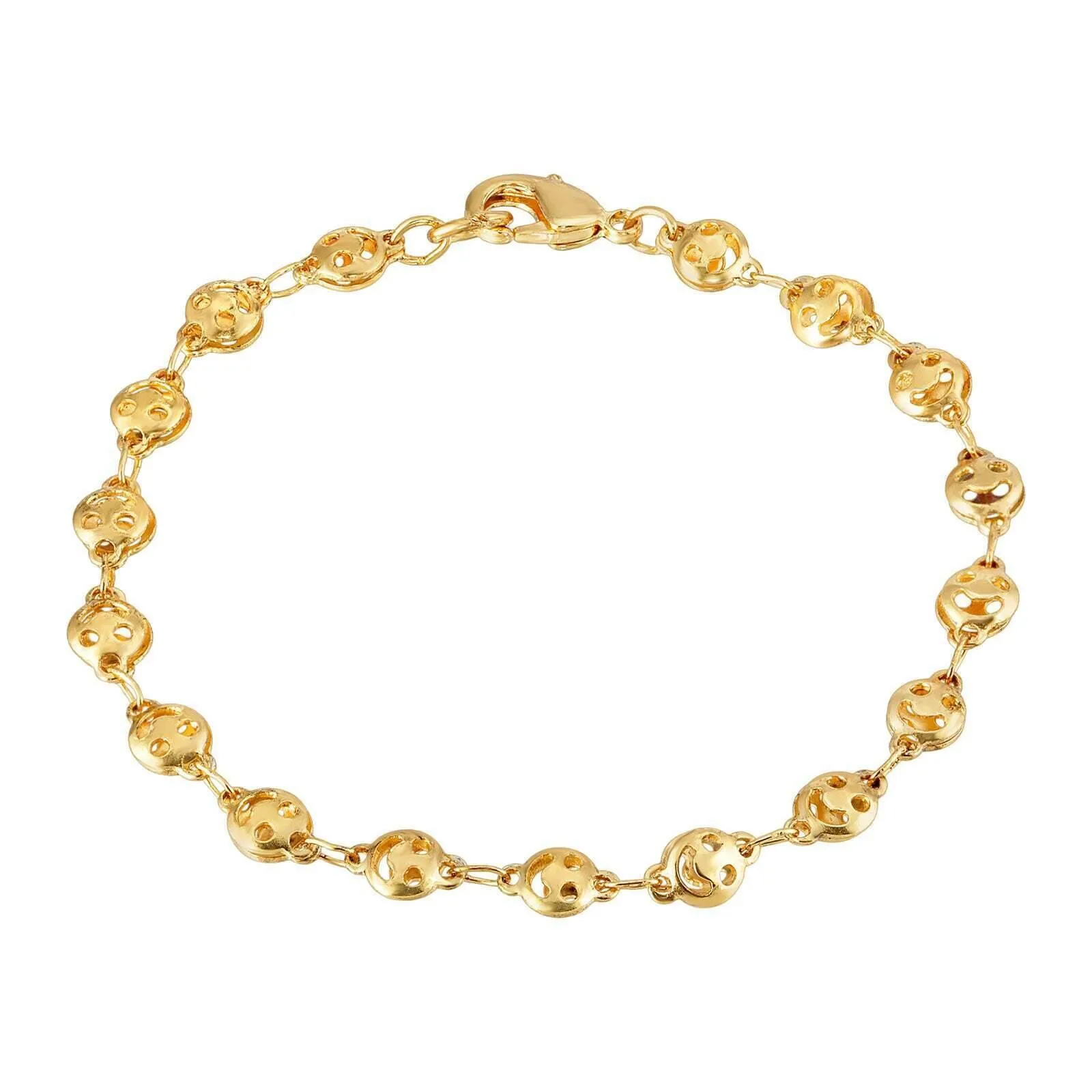 1928 Jewelry Gold Happy Face Chain Bracelet