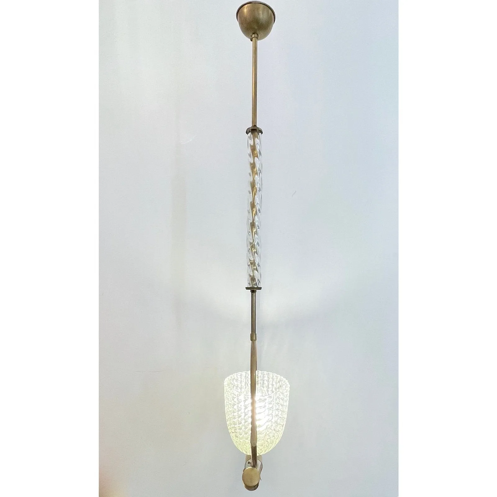 1940s, Antique Italian Art Deco Barovier Crystal Murano Glass Basket Chandelier