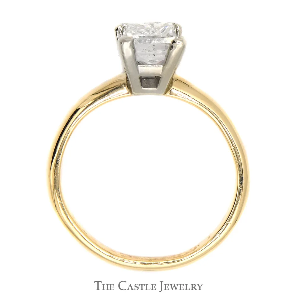 .98ct Princess Cut Diamond Solitaire Engagement Ring in 14k Yellow Gold