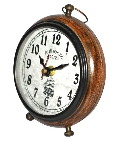 ALI NAUTICAL Handmade Wooden Table Top Clock Desk Clock |Authentic 1972| Antique Stayle Home & Office Study Living Room Decoration Table Clock Gift Item