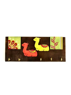 Alpaca Theme Based Key Hanger Wooden Craftsmanship Collectible By Tamrapatra