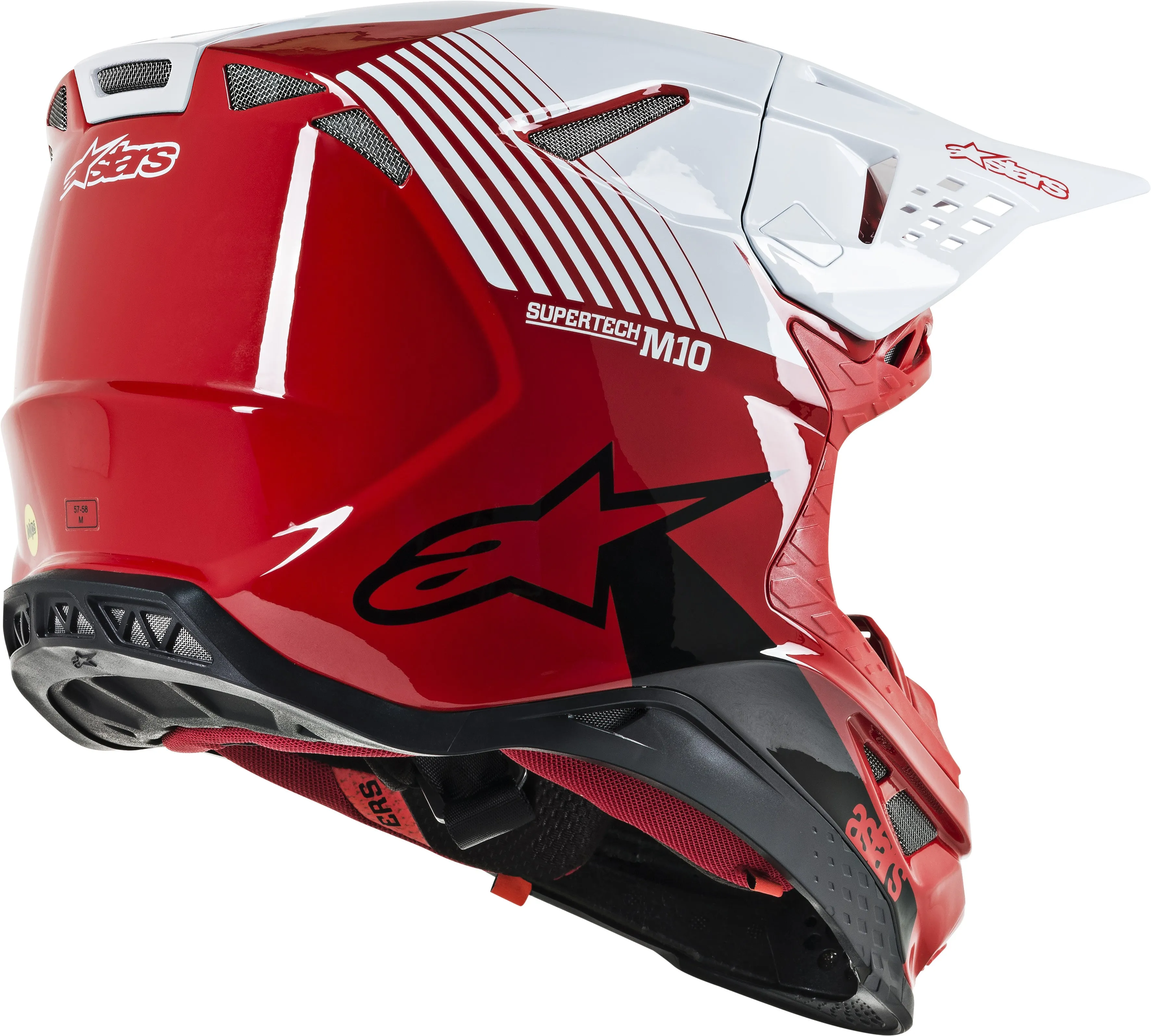 ALPINESTARS S.TECH M10 DYNO HELMET GLOSS RED/WHITE SM 8301119-3182-S