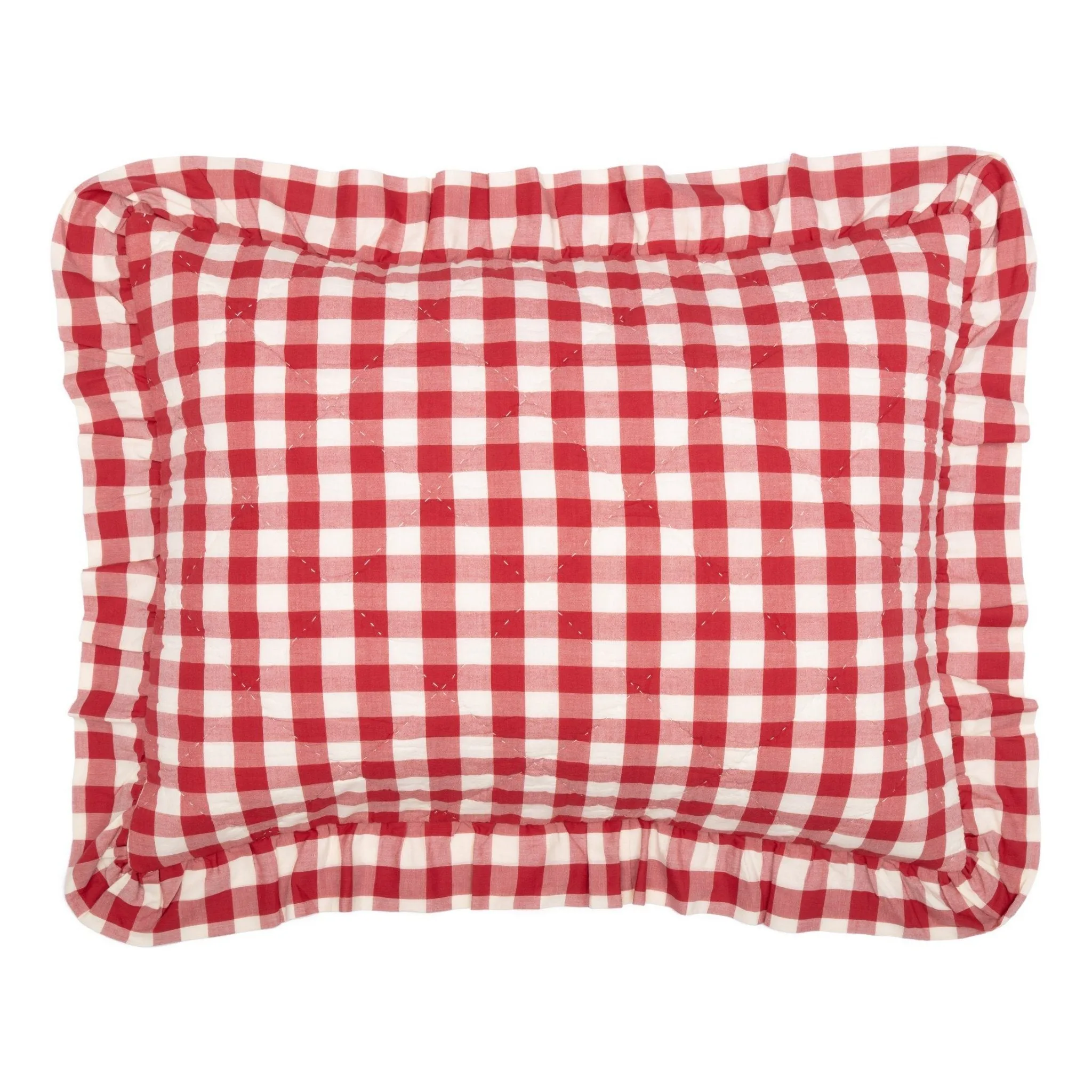 Annie Buffalo Check Red Ruffled Standard Sham 21x27"