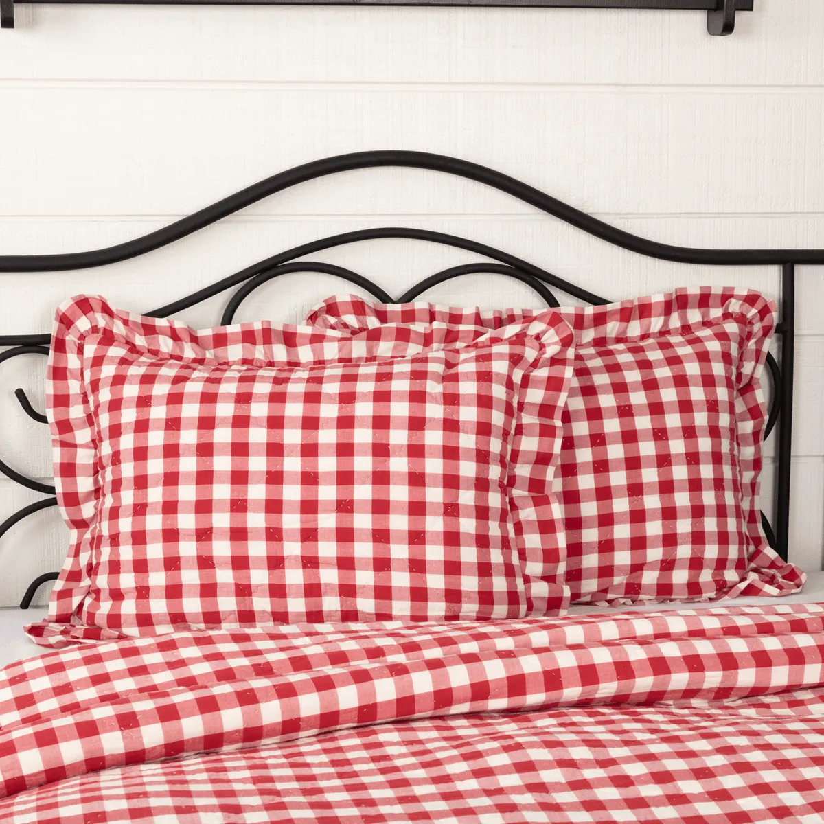 Annie Buffalo Check Red Ruffled Standard Sham 21x27"