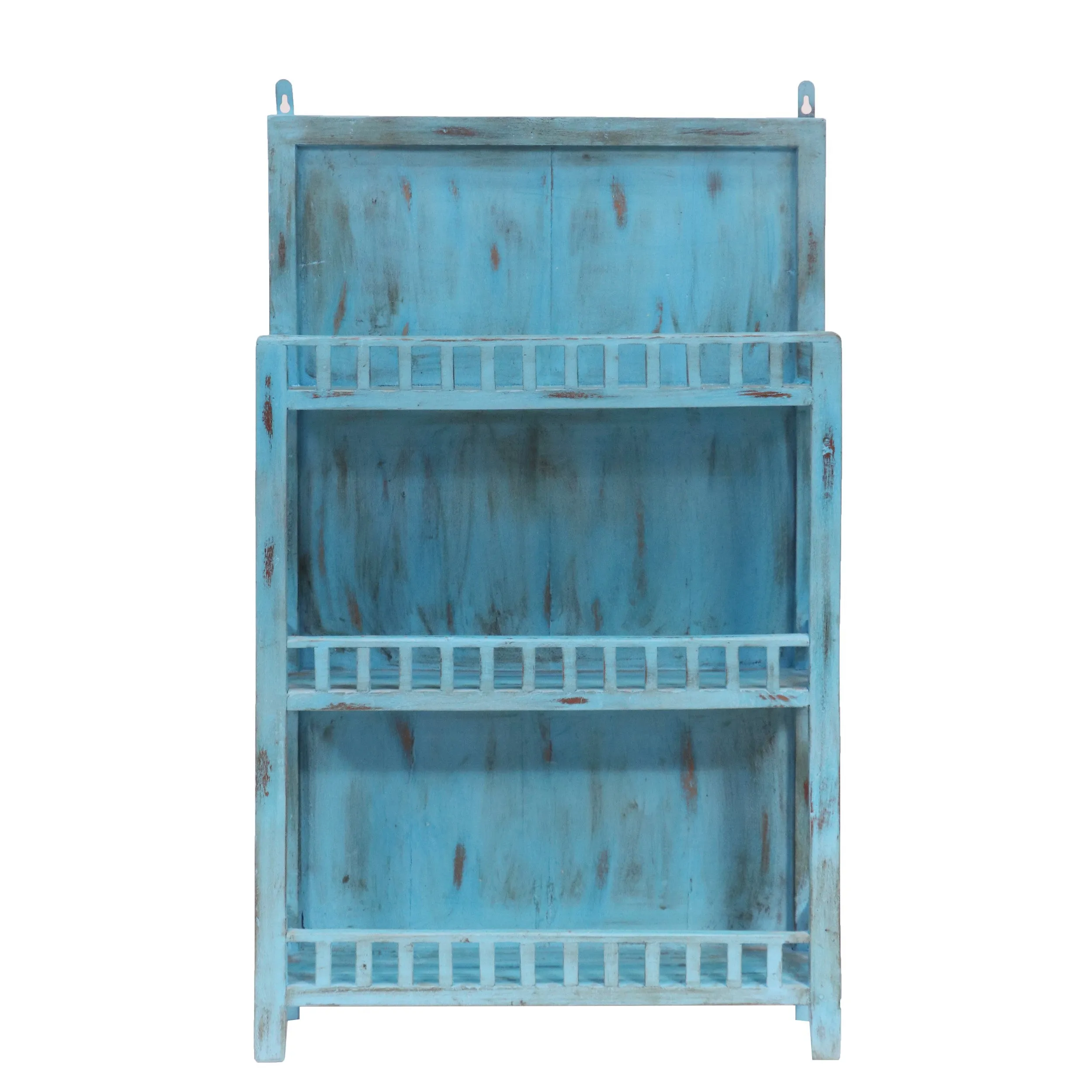 Antique Blue touch wall hanging Solid wood Rack