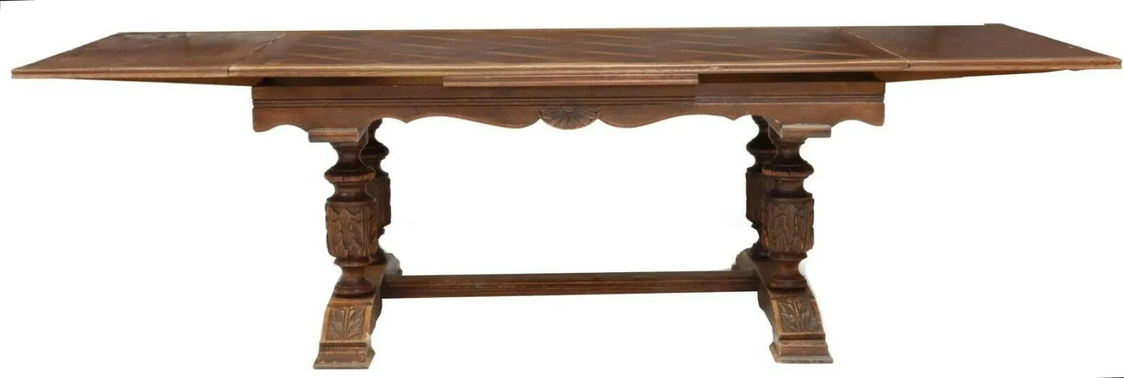 Antique Table, Dining, Renaissance Revival Oak Draw-Leaf Table, Early 1900s