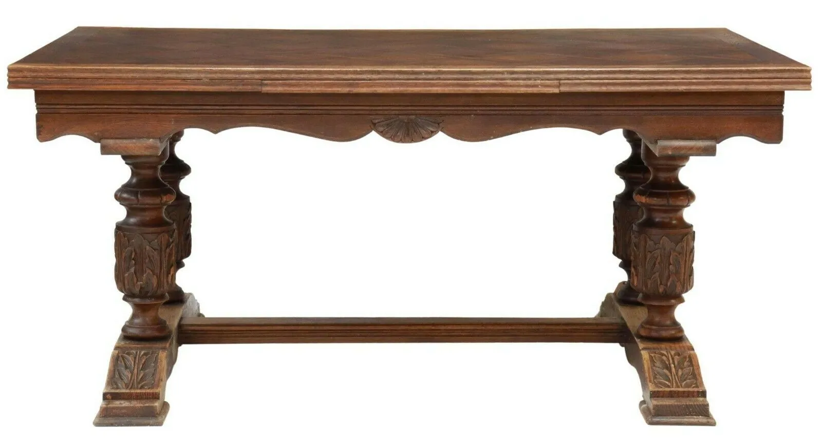 Antique Table, Dining, Renaissance Revival Oak Draw-Leaf Table, Early 1900s