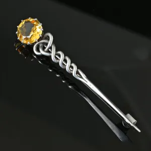 Antique Victorian Scottish Citrine Comet Kilt Brooch