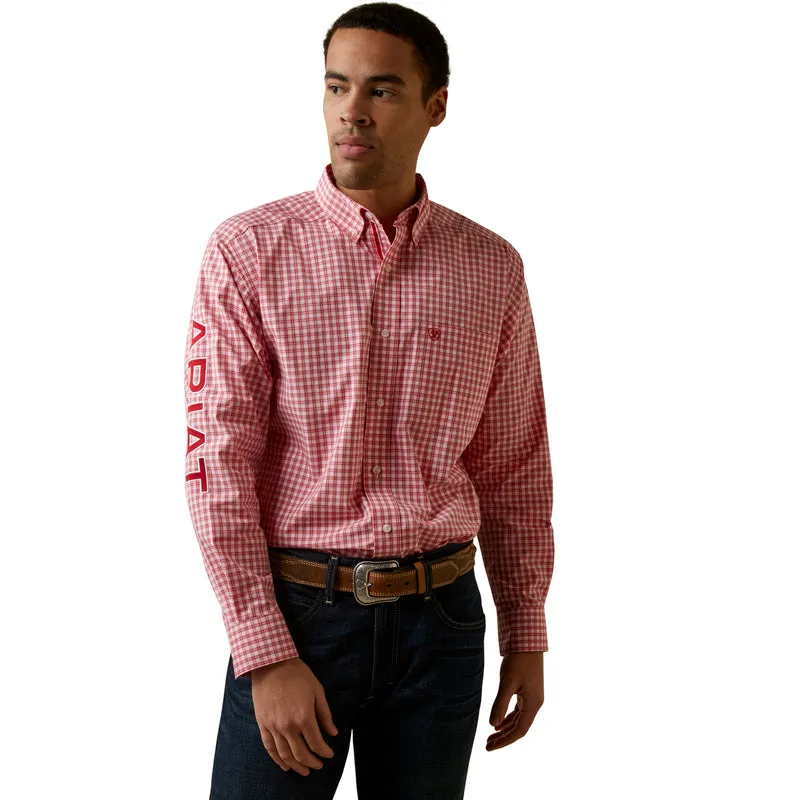 Ariat Men's Pro Series Team Logo Dustin Classic Fit Long Sleeve Shirt, Red