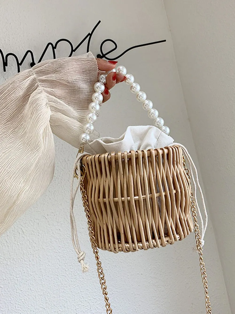 Beading Chain Straw HandBag