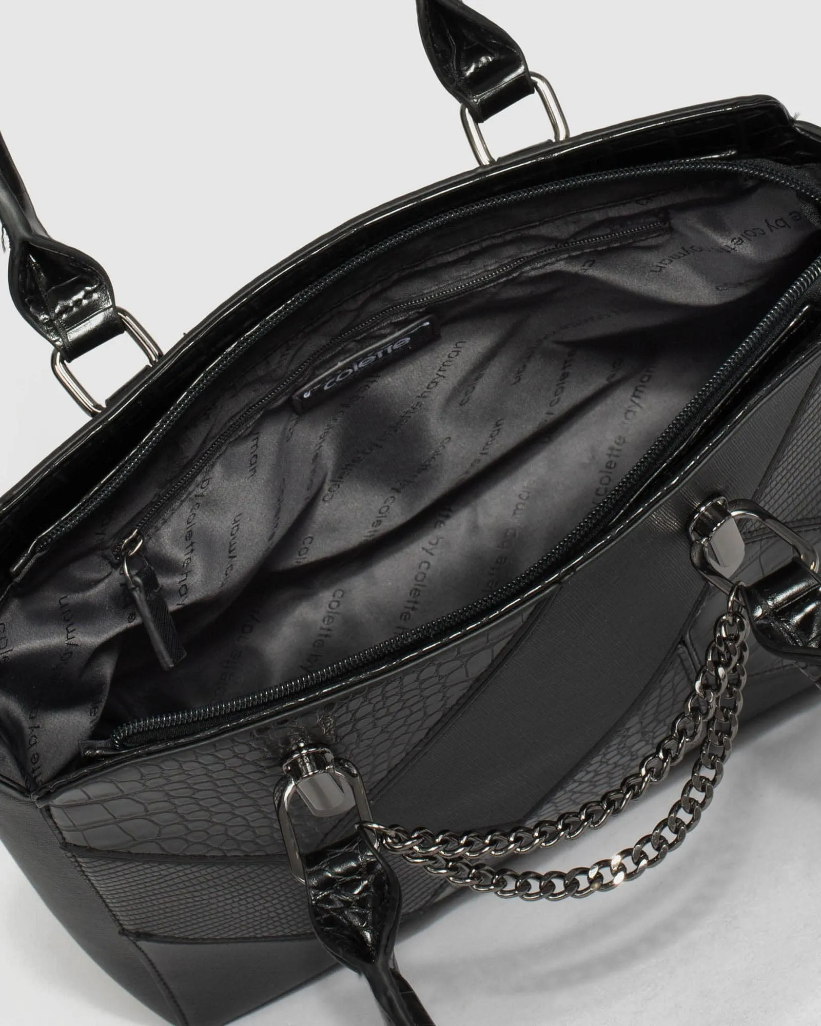 Black Camilla Chain Tote Bag