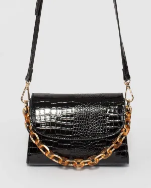 Black Croc Winnie Mini Bag