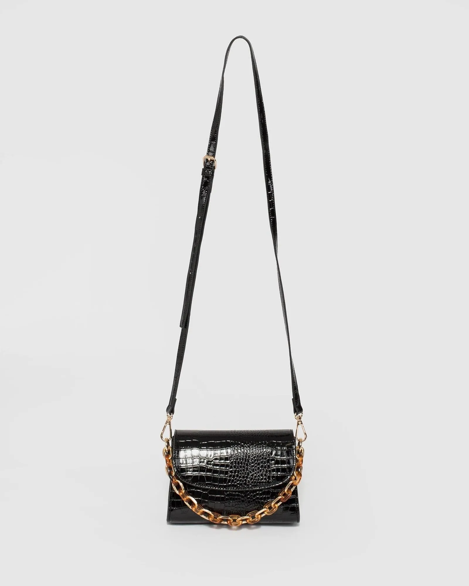 Black Croc Winnie Mini Bag