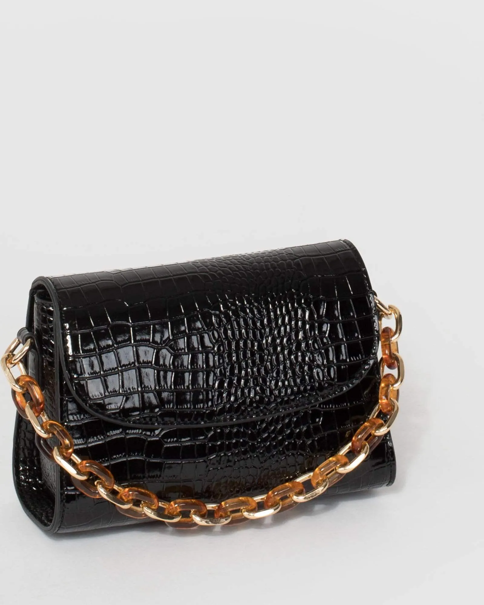 Black Croc Winnie Mini Bag