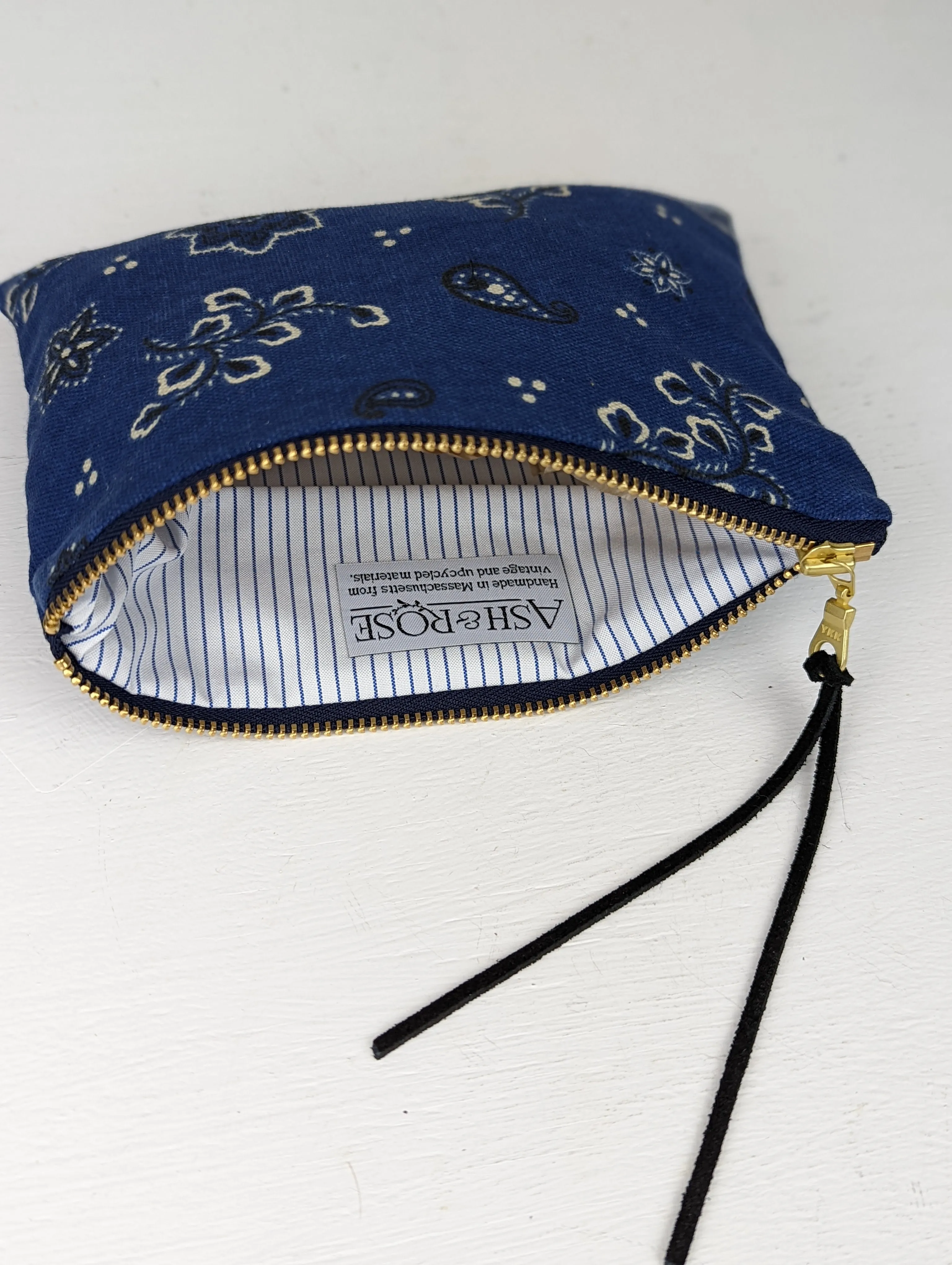 Blue Bandana Mini Zip Clutch