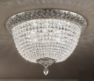 Bohemian Crystal Flush Ceiling Fitting In Silver