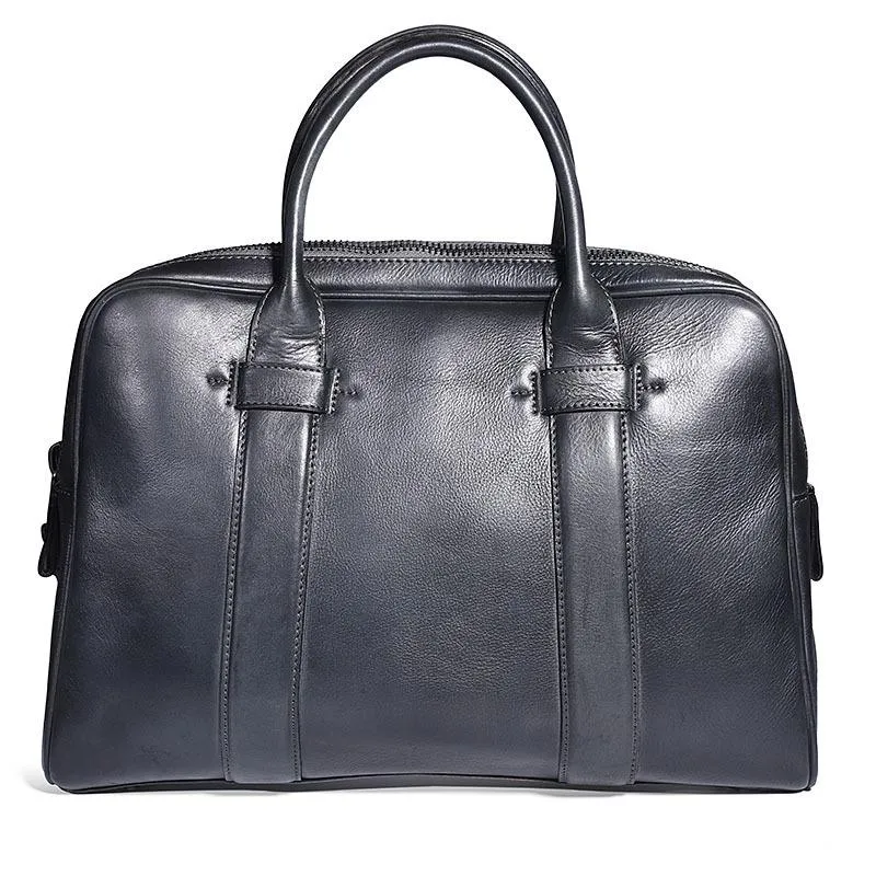 Brown Leather Mens 14 inches Business Laptop Work Bag Handbag Briefcase Dark Gray Shoulder Bags Messenger Bags For Men