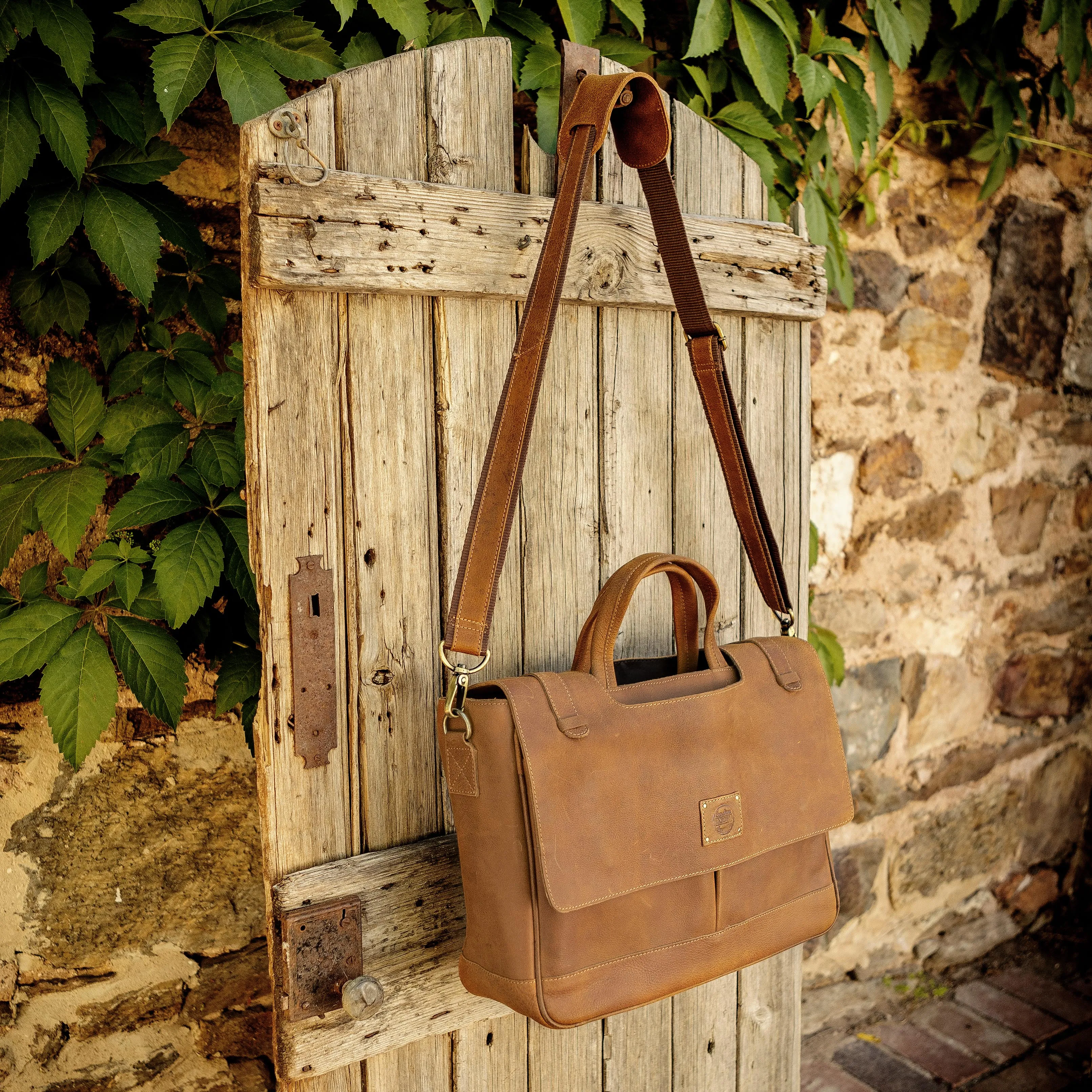 Buffalo Hide Leather Laptop Satchel