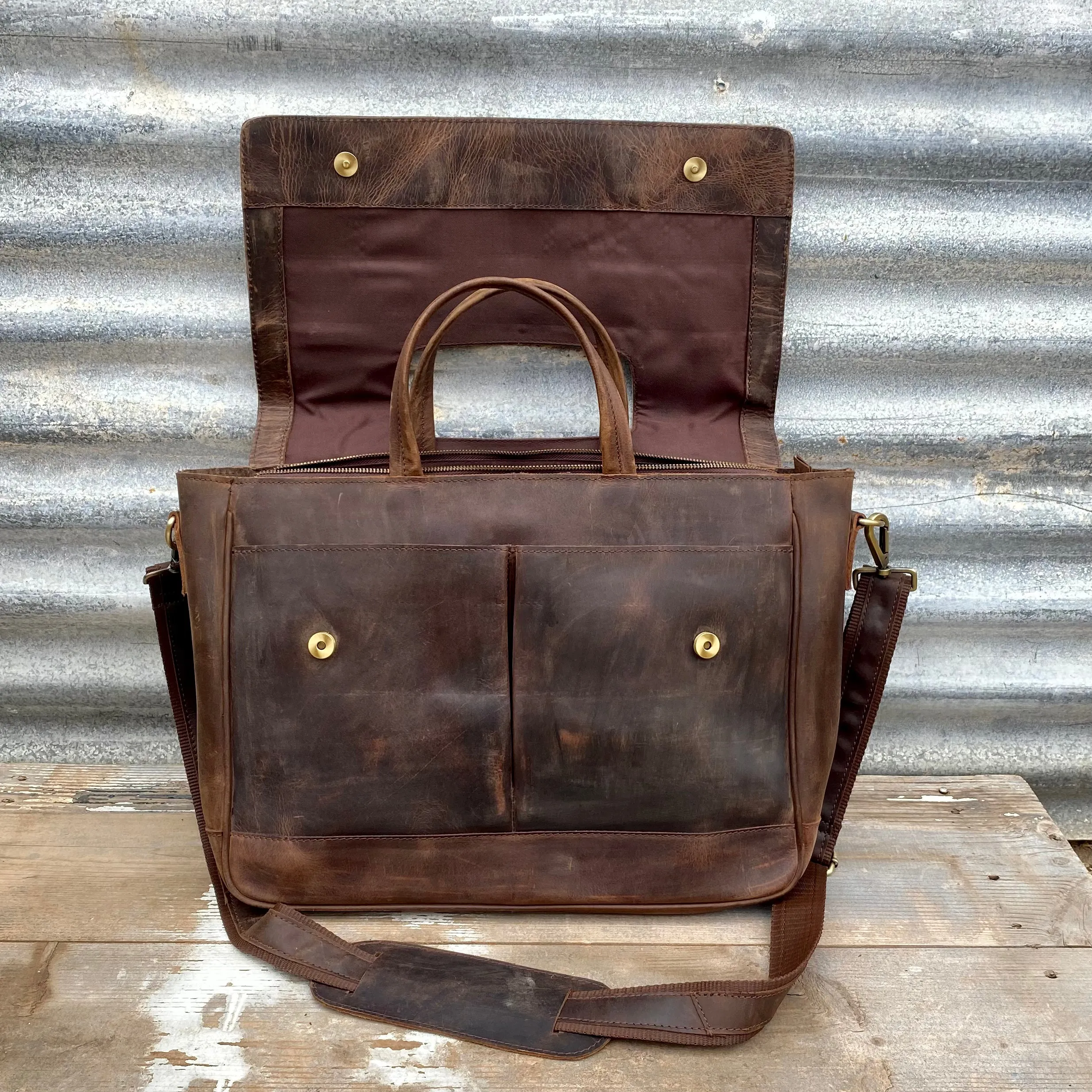 Buffalo Hide Leather Laptop Satchel