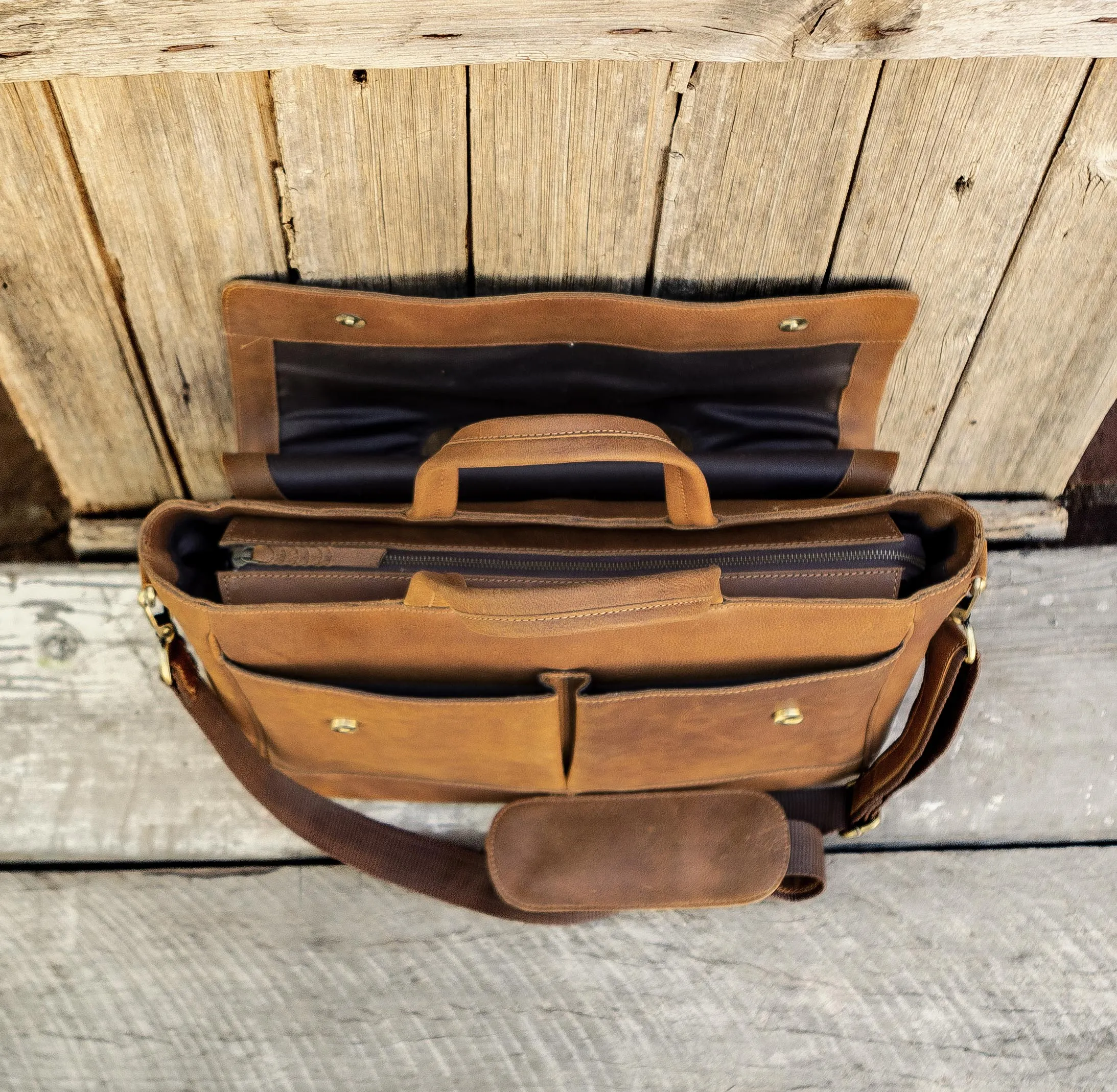 Buffalo Hide Leather Laptop Satchel