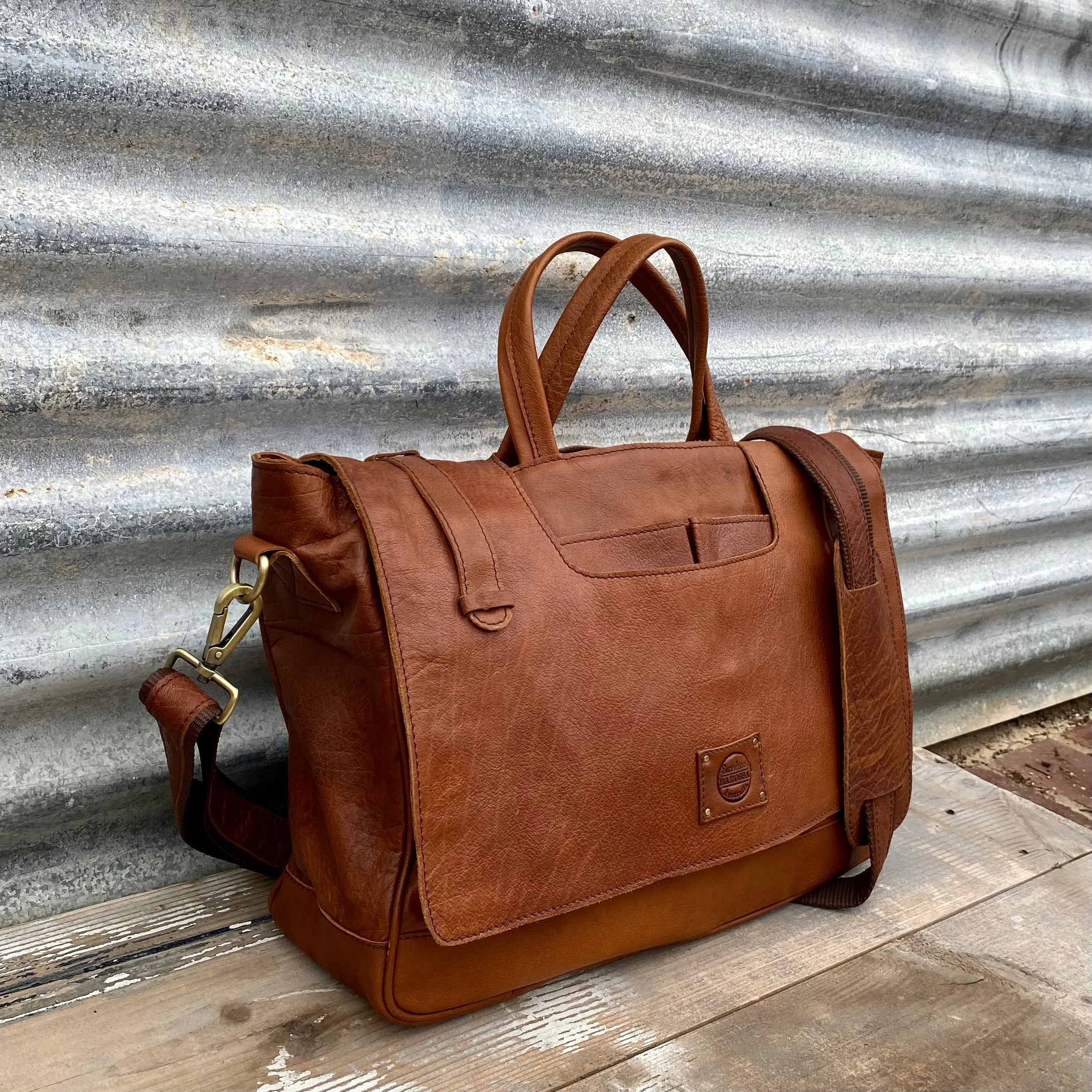 Buffalo Hide Leather Laptop Satchel