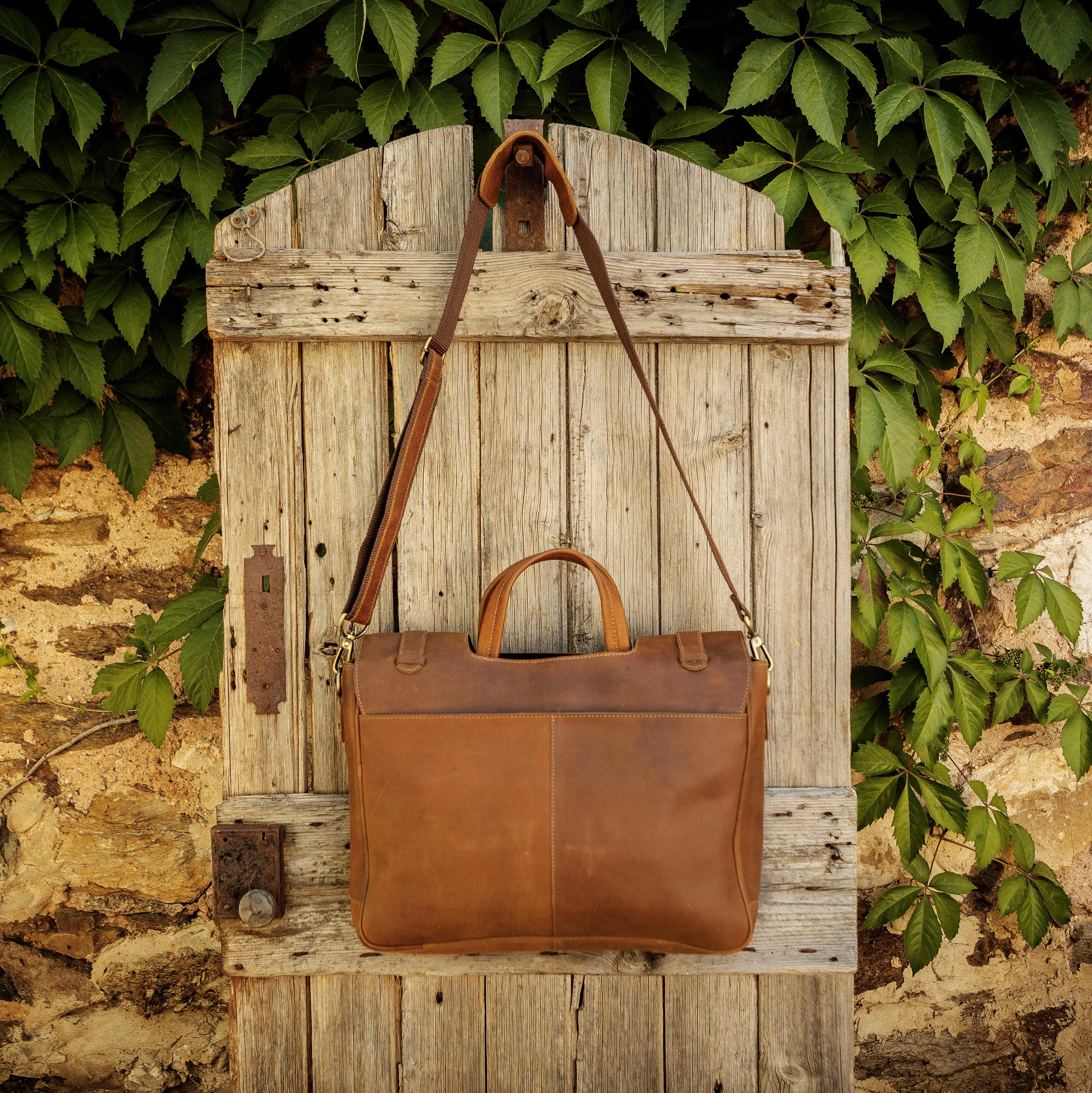 Buffalo Hide Leather Laptop Satchel