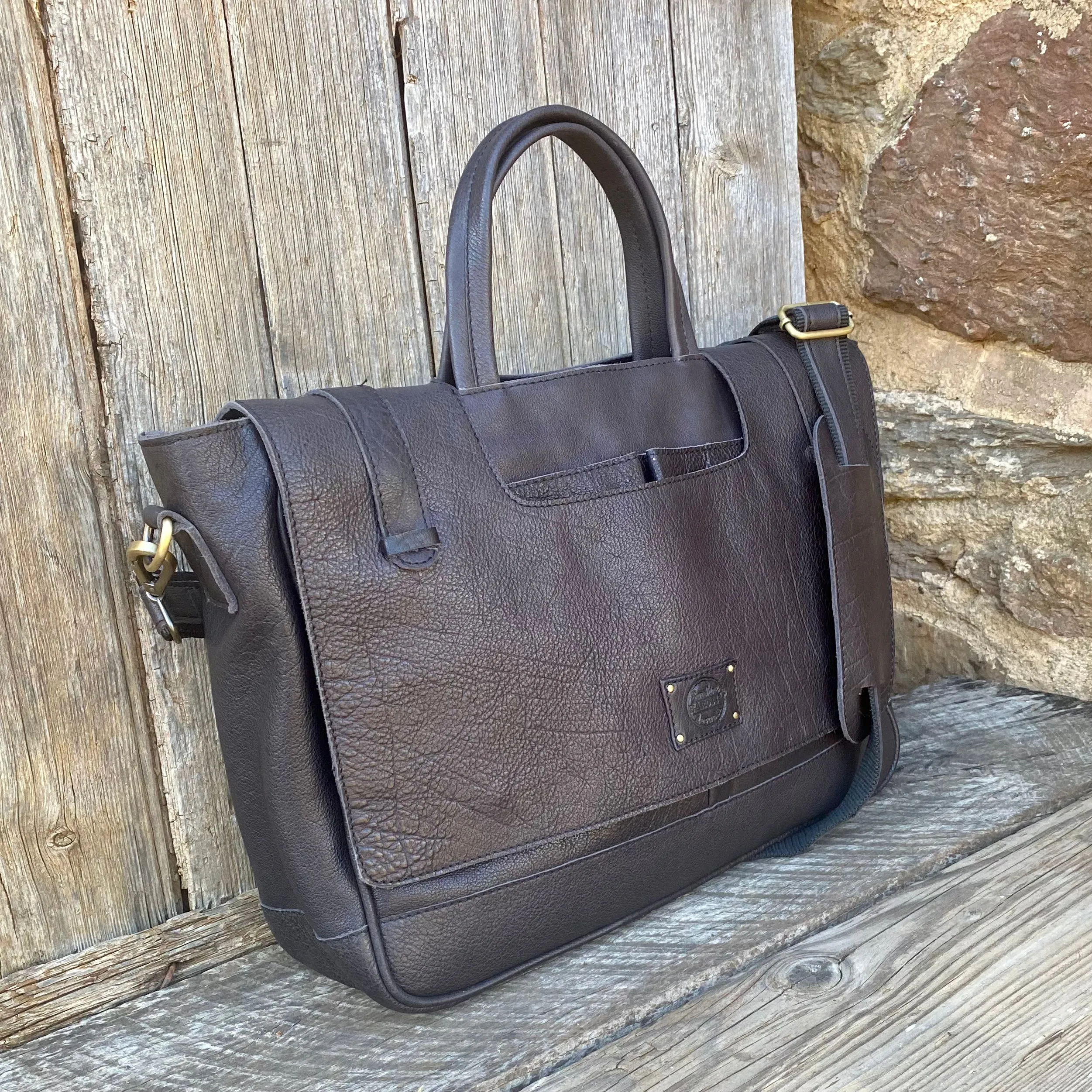 Buffalo Hide Leather Laptop Satchel