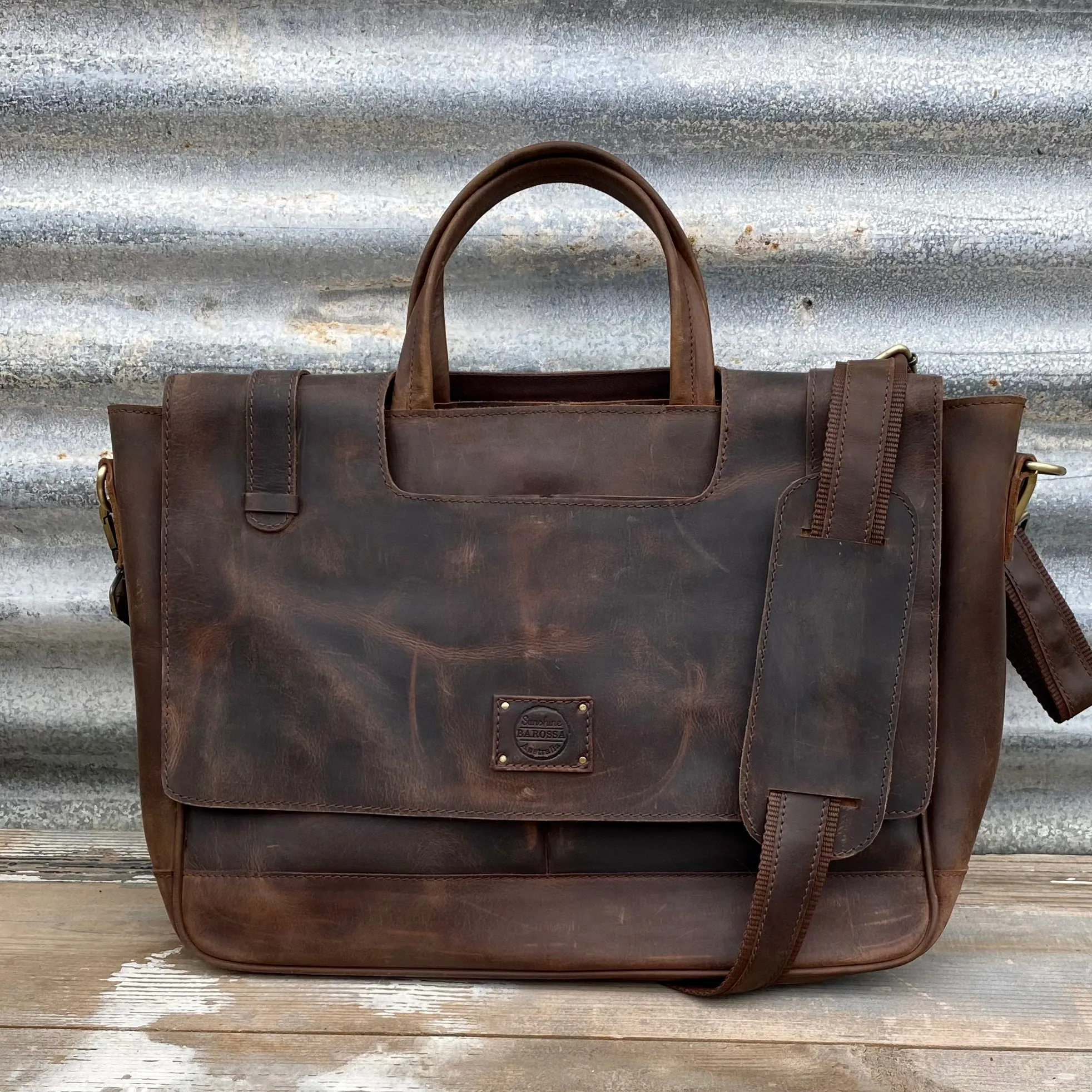 Buffalo Hide Leather Laptop Satchel