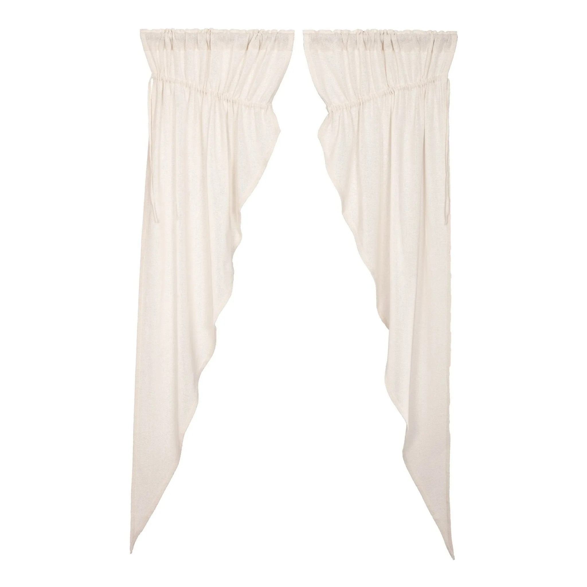 Burlap Antique White Long Prairie Curtains 84"