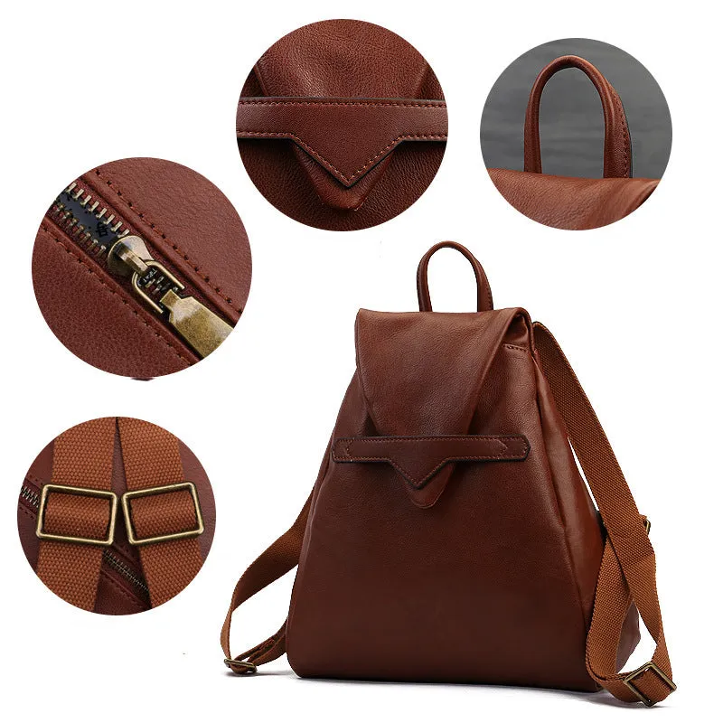 Casual Cowhide Leather Women Backpack for Traveling