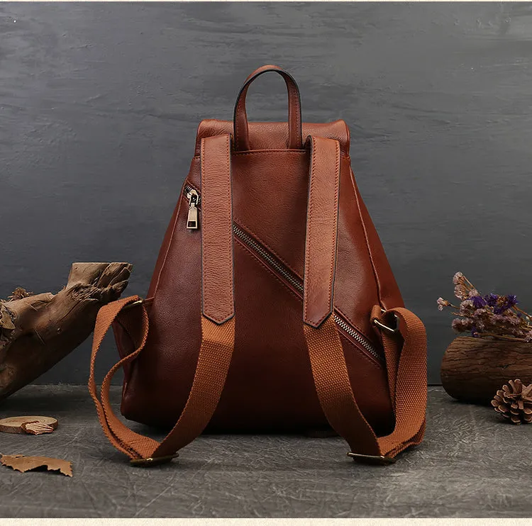 Casual Cowhide Leather Women Backpack for Traveling