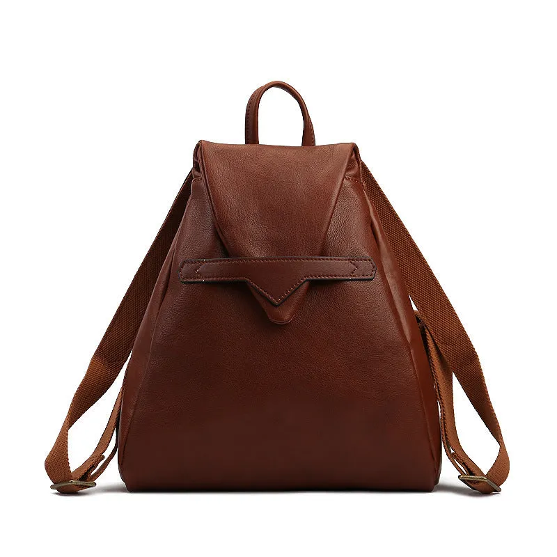 Casual Cowhide Leather Women Backpack for Traveling