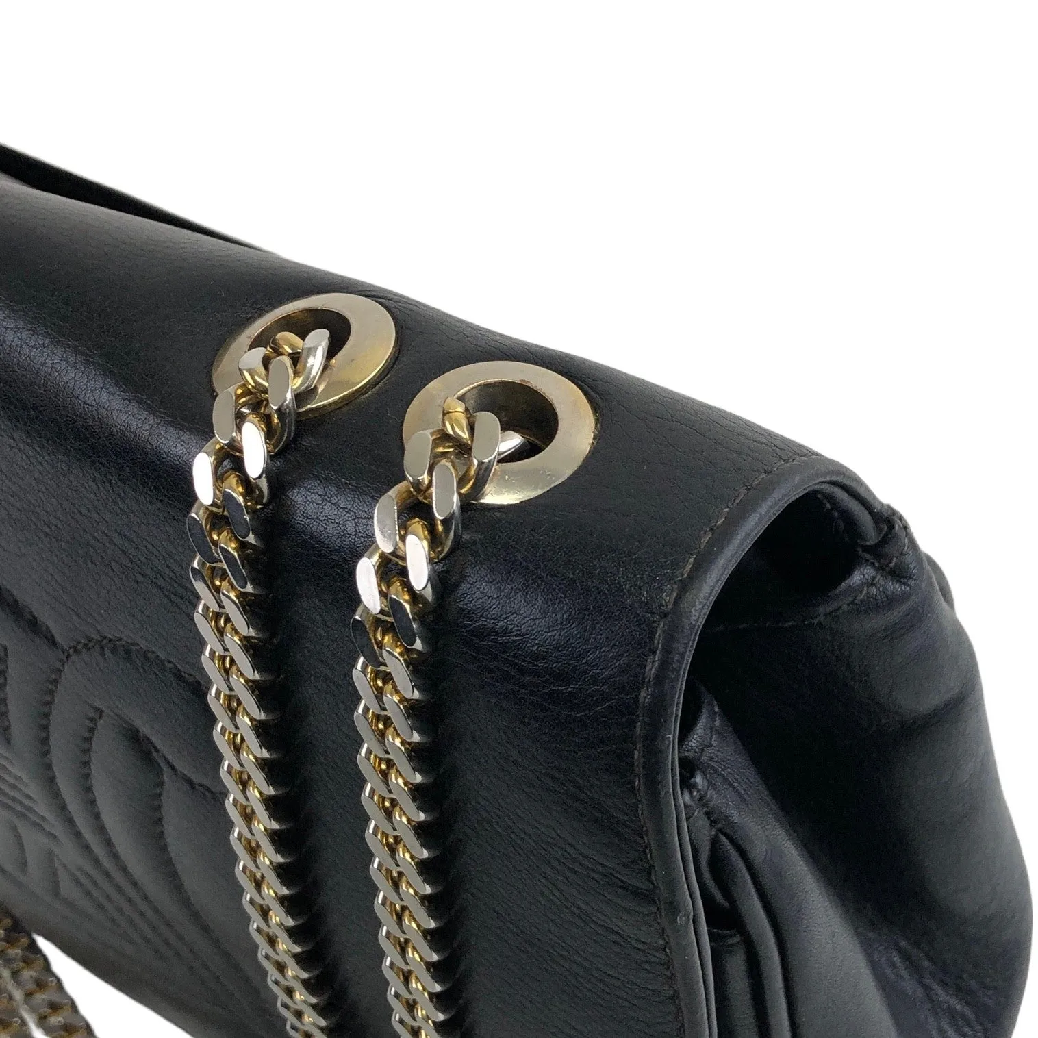 CELINE Triomphe Chain Shoulder bag Black Vintage 6v5znn