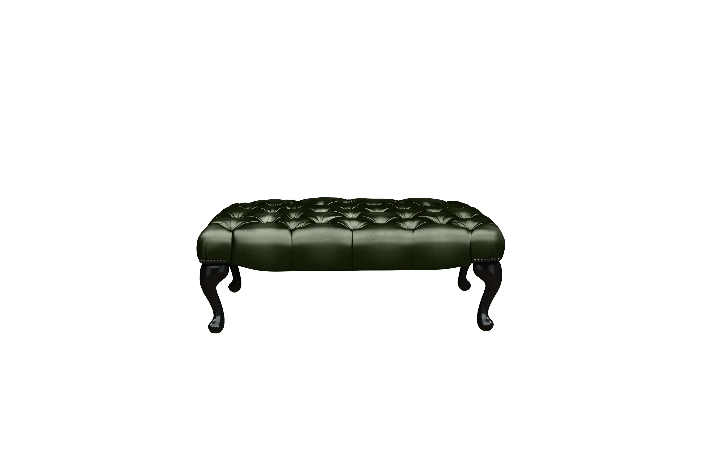 Chesterfield | Queen Anne Bench Footstool | Antique Green