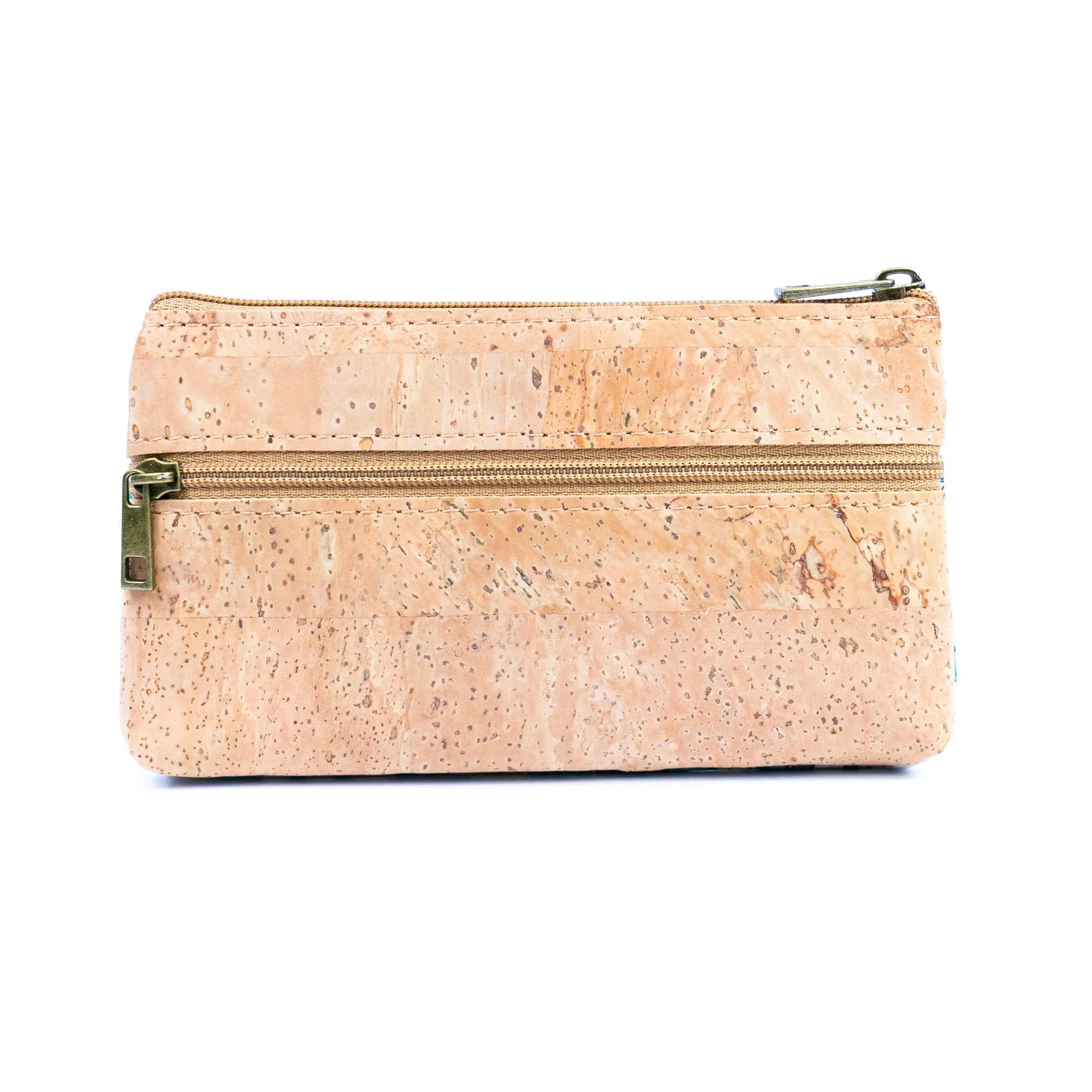 Chic Dual-Zipper Printed Cork Wallet for Women BAG-2328