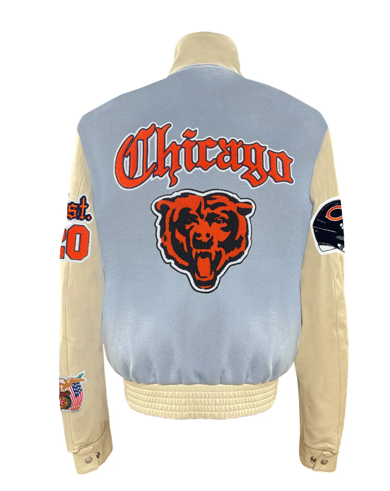 CHICAGO BEARS WOOL & LEATHER OLD ENGLISH VARSITY JACKET Baby Blue