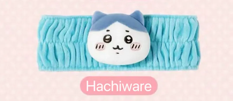 ChiiKawa X Miniso | Hachiware Full Set 9pcs items Mini Plush Doll Keychain Headband Neck Pillow Bag - Kawaii items Room Decoration doll