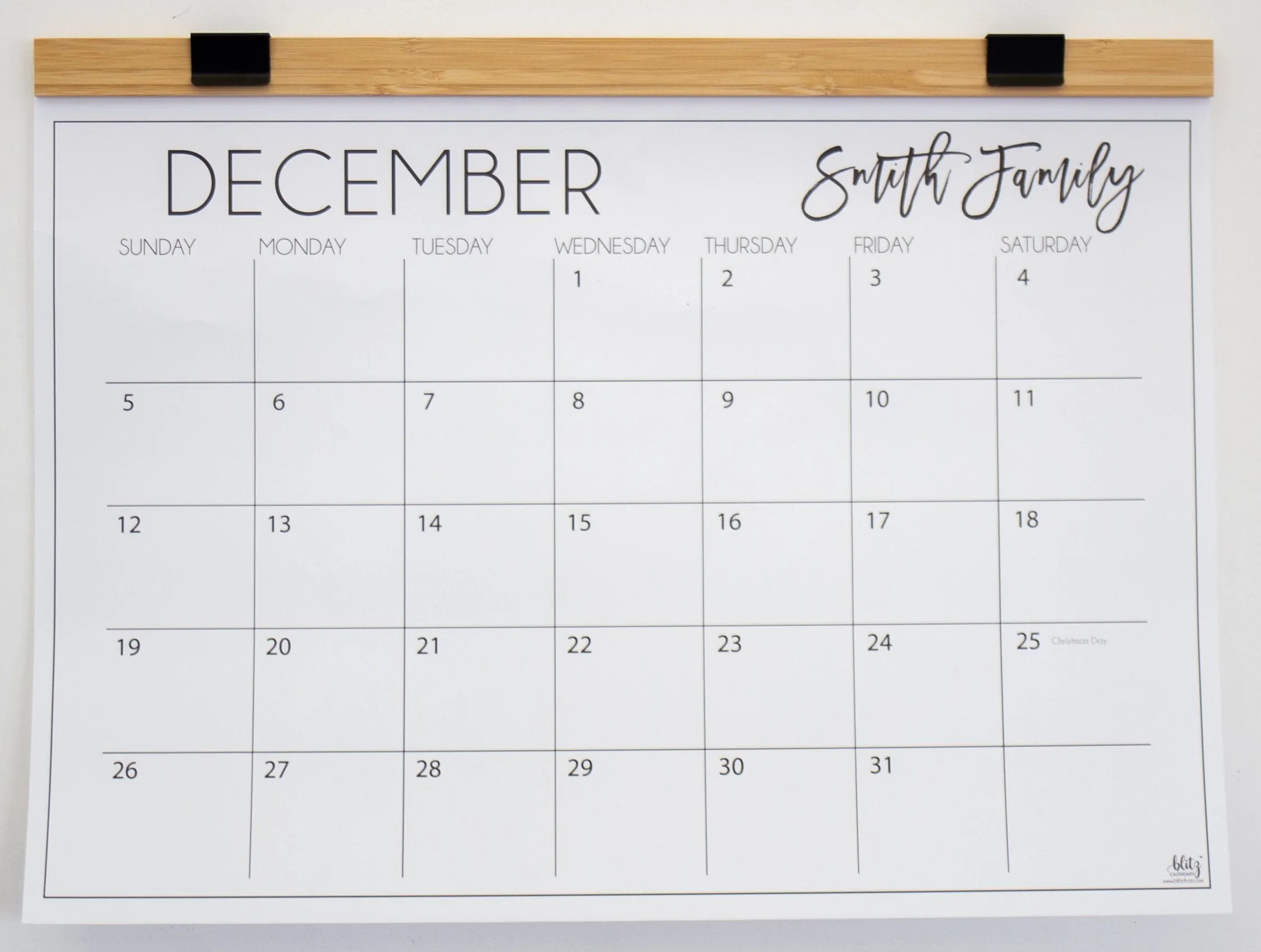 Classic Calendar with Wood Hanger