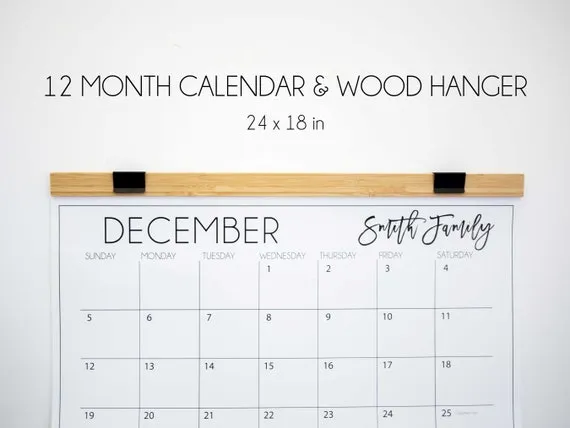 Classic Calendar with Wood Hanger