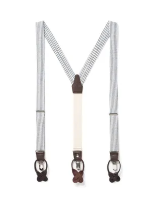 Classic Grey Seersucker Suspenders