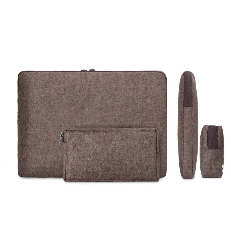 Combo: Polyester Laptop Sleeve & Multipurpose Pouch | 13 inch | Brown