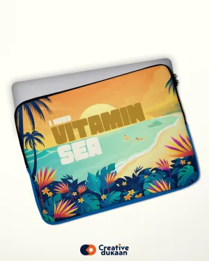 Cool and Quirky Yellow Laptop Sleeves with Tagling " I need Vitamin Sea"