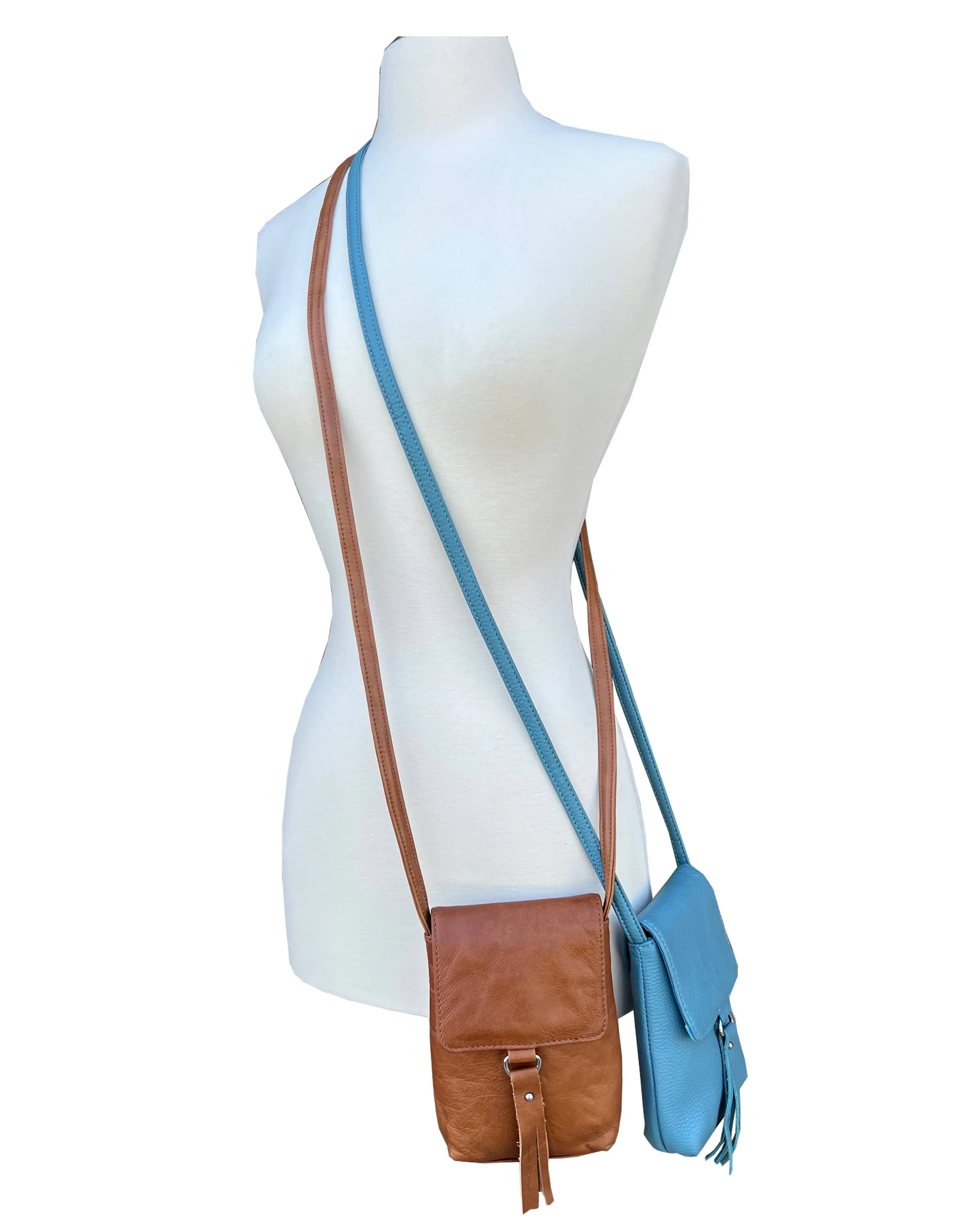 Cowhide Leather Small Crossbody  Phone Bag /Stuffology Boutique