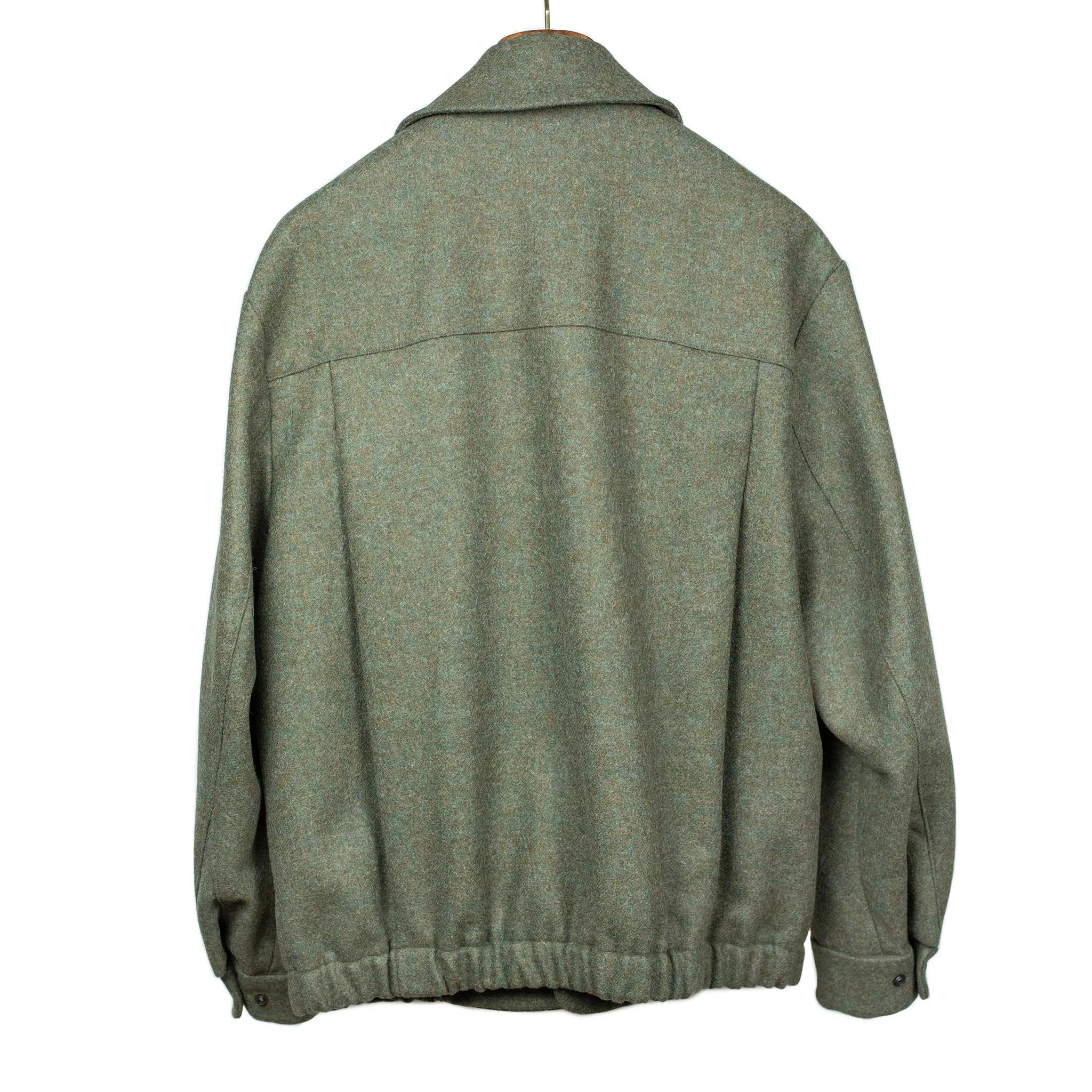 CPO jacket in sea moss green English melton wool (10th anniversary capsule)